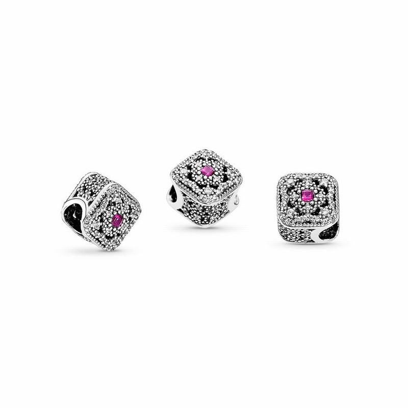 Pandora Fairytale Treasure Charm Ireland - Sterling Silver/Pink/Mixed Stones/Cubic Zirconia - 684379